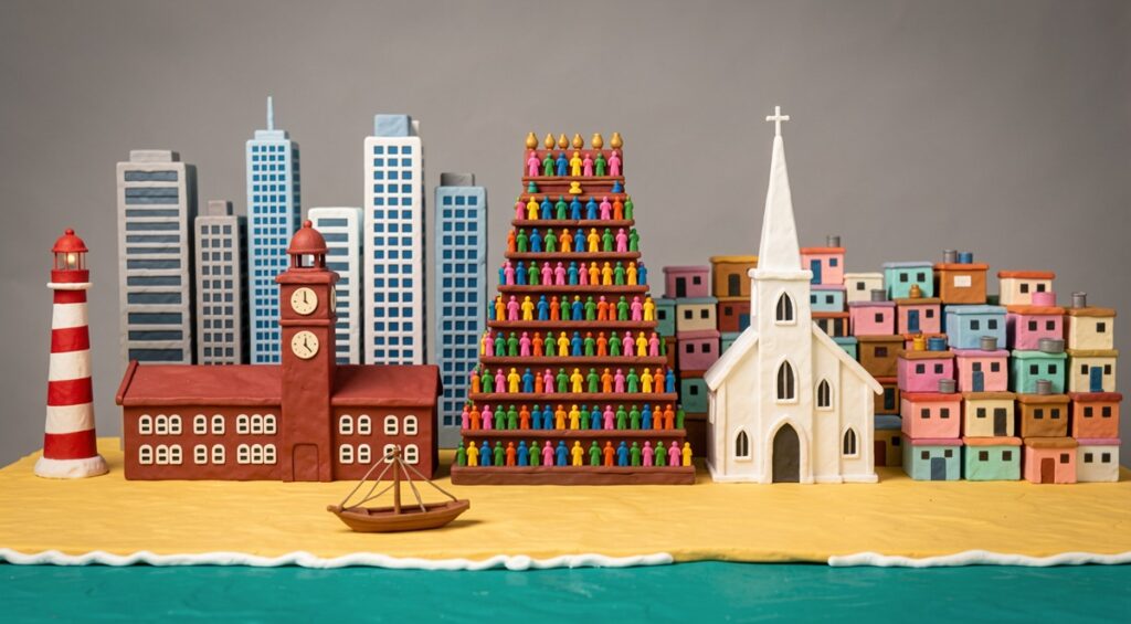 Une vue des bâtiments les plus célèbres de Chennai et de la plage. Diaporama en pâte à modeler.