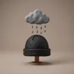 Un petit nuage pleut sur le bonnet d'un adolescent. Pâte à modeler.